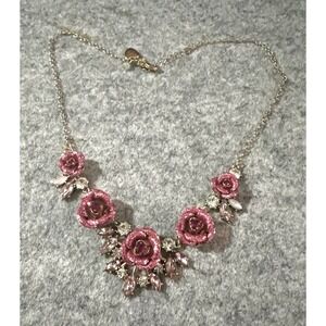 Betsy Johnson necklace sparkling rhinestone inlay floral